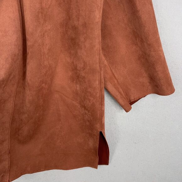 Tahari Jacket Womens 2X Brown Faux Suede Open Soft Minimal Quiet Luxury Autumn - Picture 4 of 14